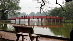 bridge to the Temple of the Jade Mountain, Hoan Kiem Lake Hanoi